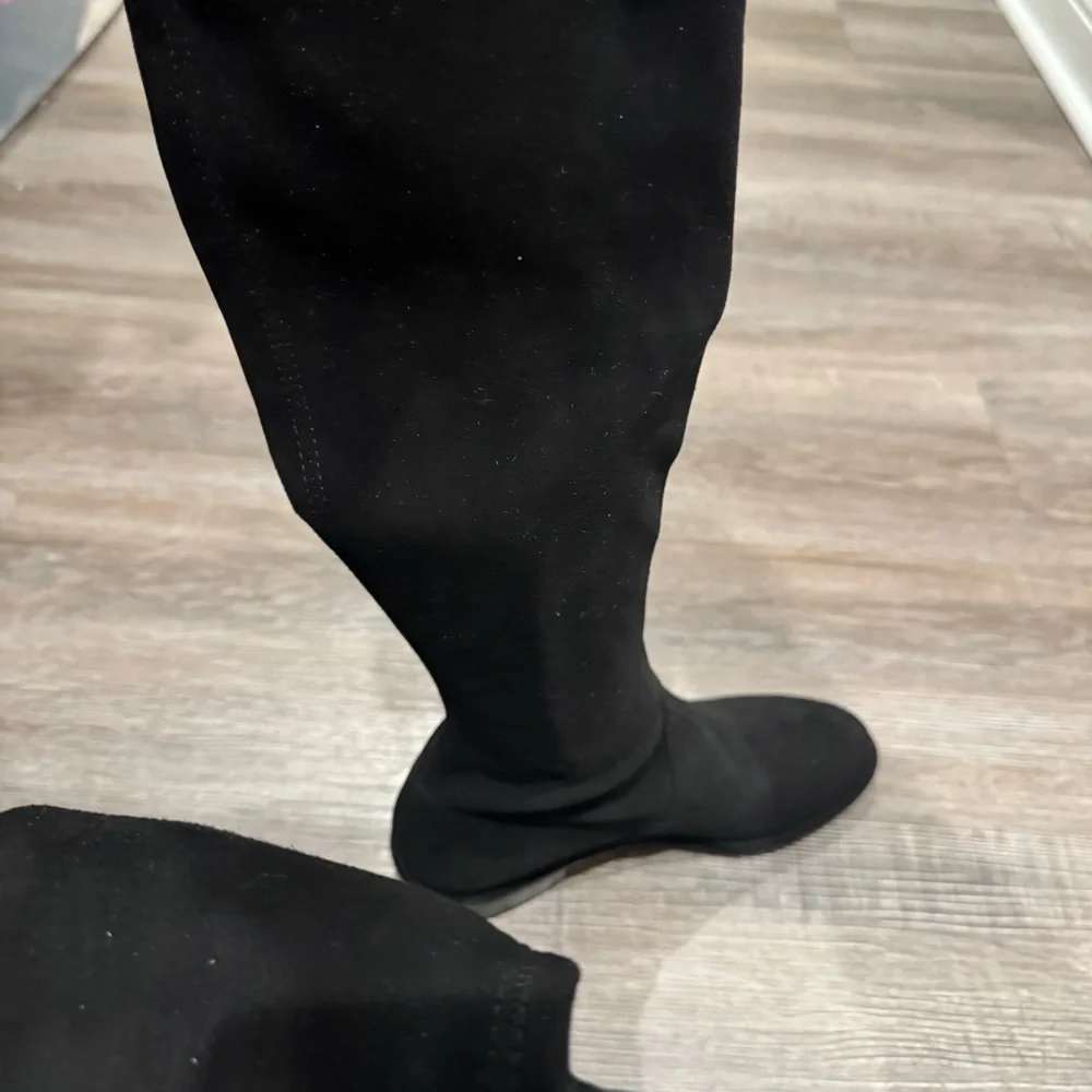 Stuart Weitzman Lowland OTK Over The Knee Suede Leather Tie Flat Boots